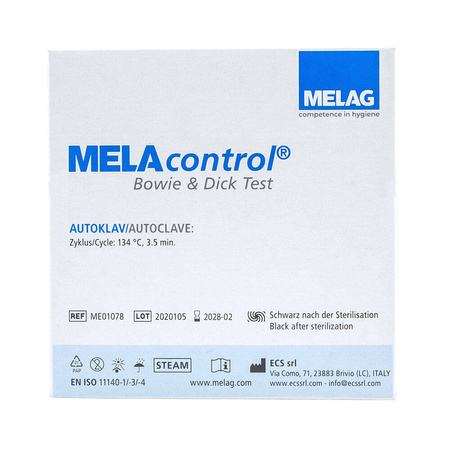 MELAcontrol Test Bowie & Dick Pakietowy do Autoklawów z Frakcjonowaną Próżnią 134°C 3,5 min MELAG ME01078