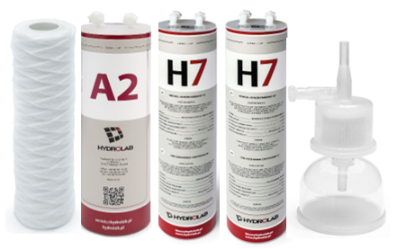 Zestaw filtrów do demineralizatora Hydrolab HLP 5s/HLP 5sp – prefiltr, filtr węglowy, jonowymienny, kapsuła sterylizacyjna