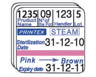 STEAM Etykiety 3-rzędowe do metkownicy Printex V30, BLITZ, 26x26 mm, 500 szt., wskaźnik pary, EN ISO 11140-1, PRINTEX MEDICAL