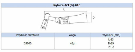 Końcówka stomatologiczna SAESHIN Strong ACL(B)-0, kątnica przyciskowa, 35 000 obr./min, sterylizacja 135°C