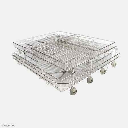 Stelaż bazowy jezdny do myjni-termodezynfektora HYDRIM C61 SCICAN – wózek do koszy i stelaży, 495x432x140 mm