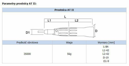 Końcówka stomatologiczna prostnica 1:1 SAESHIN Strong AT-II, 35 000 obr./min, autoklawowalna, trzpień 2,35 mm