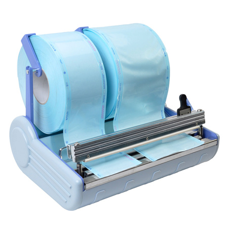 Zgrzewarka impulsowa Yeson Compact 10 mm do pakietów papierowo-foliowych, regulacja temperatury, obcinarka, szerokość rękawa do 290 mm