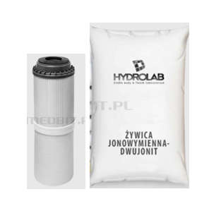 Filtry do dejonizatora Hydrolab Basic 15 – zestaw: wkład osadowo-węglowy 5µm + 15 litrów żywicy jonowymiennej