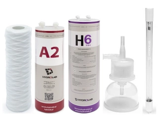Zestaw filtrów do demineralizatora HLP 20UV Hydrolab – prefiltr, filtr węglowy, jonowymienny, UV, kapsuła sterylizacyjna